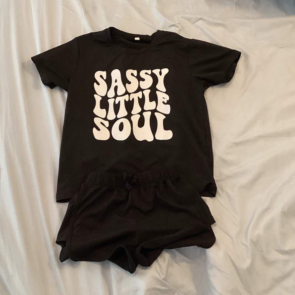 Black 'Sassy Little Soul' T-Shirt and Shorts Set
